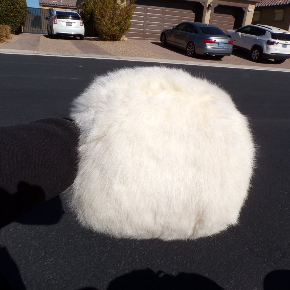 classic (white/ivory) RABBIT FUR muff, adult size, great for weddings (bouquet)